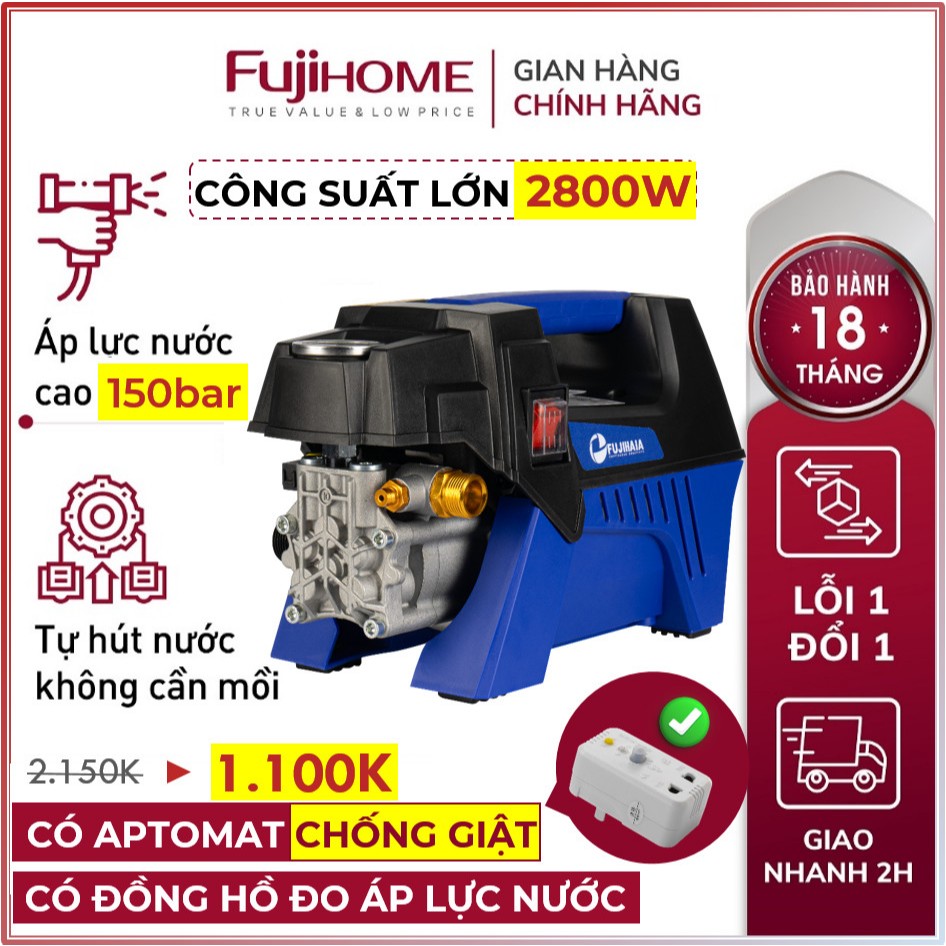Máy rửa xe mô tơ cảm ứng từ áp lực cao FUJI, bơm tăng áp lực nước chống giật rửa xe sạch