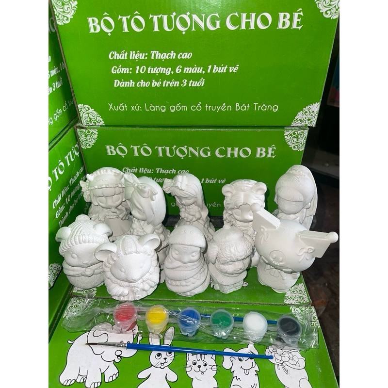 Set 12 Tượng 7-10cm🎁tặng kèm vỉ màu 12 1 khay 6 ô