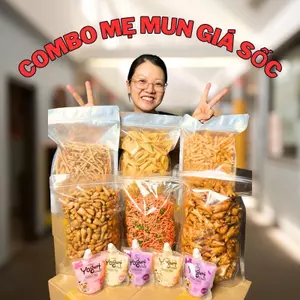 Combo Giá Sốc Gồm : Đùi Gà Rong Biển, Bim Bim Tăm Que, Cua Mắm Hành, Snack Hình Nón, Bim Cá Phồng, Snack Ngó Sen