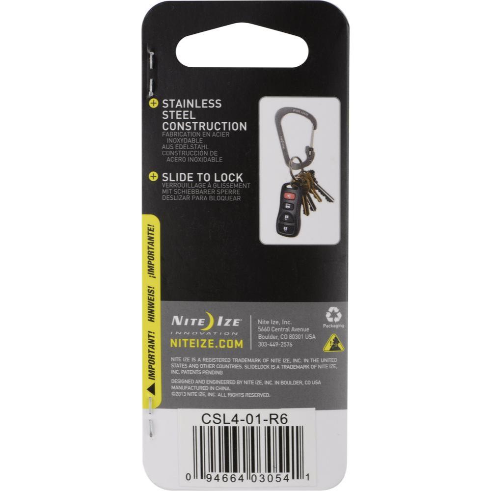 NITE IZE - MÓC KHÓA CSL4-01-R6 - SLIDELOCK #4 CARABINER (THÉP ĐEN BLACK OXIT)