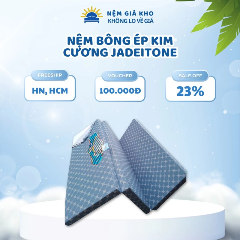 Đệm Kim Cương Bông Ép Gấp 3 Jadeitone kháng khuẩn - Chắc chắn, Gấp gọn - Giao Màu Ngẫu Nhiên( Chỉ bán ngoài Bắc) — ảnh 1