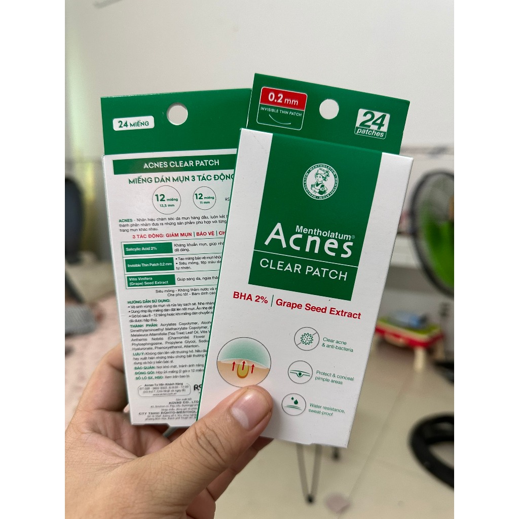 Miếng dán mụn 24m, kem chấm mụn, kem mờ sẹo 18g, gel hết mụn đầu đen 18g