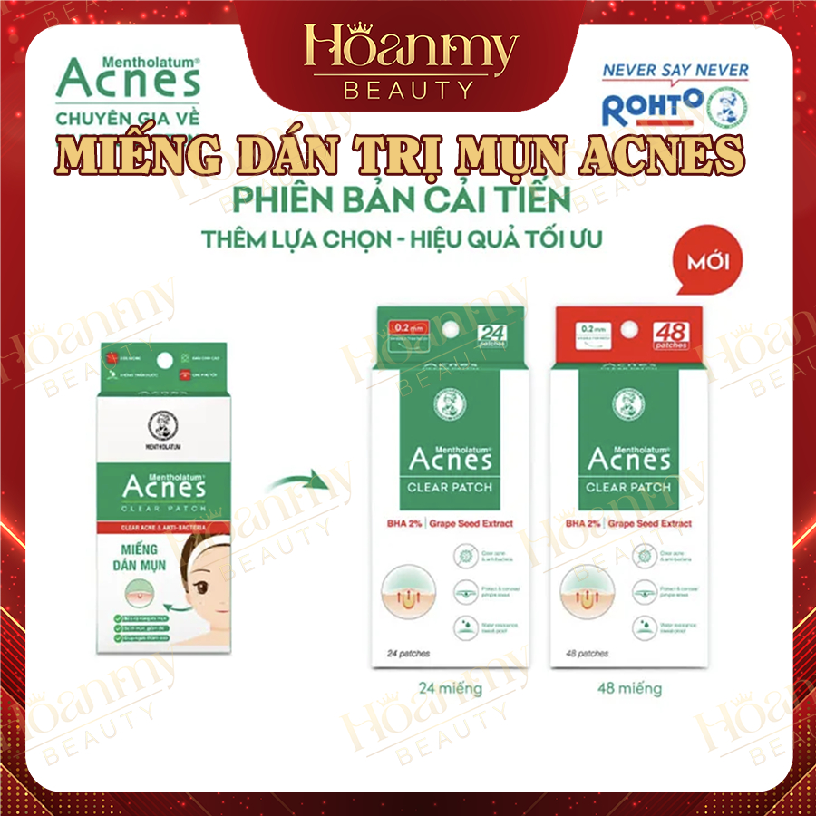 Miếng dán mụn 24m, kem chấm mụn, kem mờ sẹo 18g, gel hết mụn đầu đen 18g