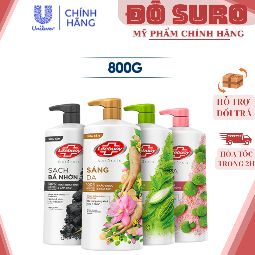 Sữa Tắm Lifebuoy 800gr Detox Và Sạch Sâu Khỏi Bụi Mịn Pm2.5 Detox 100% Từ Thiên Nhiên Diệt Khuẩn