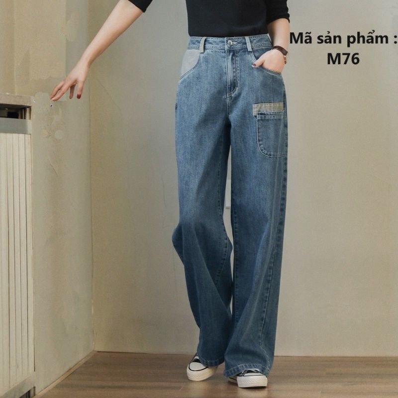 Quần Jeans nữ JENI 1172, quần Jeans ống xuông phối túi trước cá tính thời trang, quần Jeans phong cách Hàn Quốc