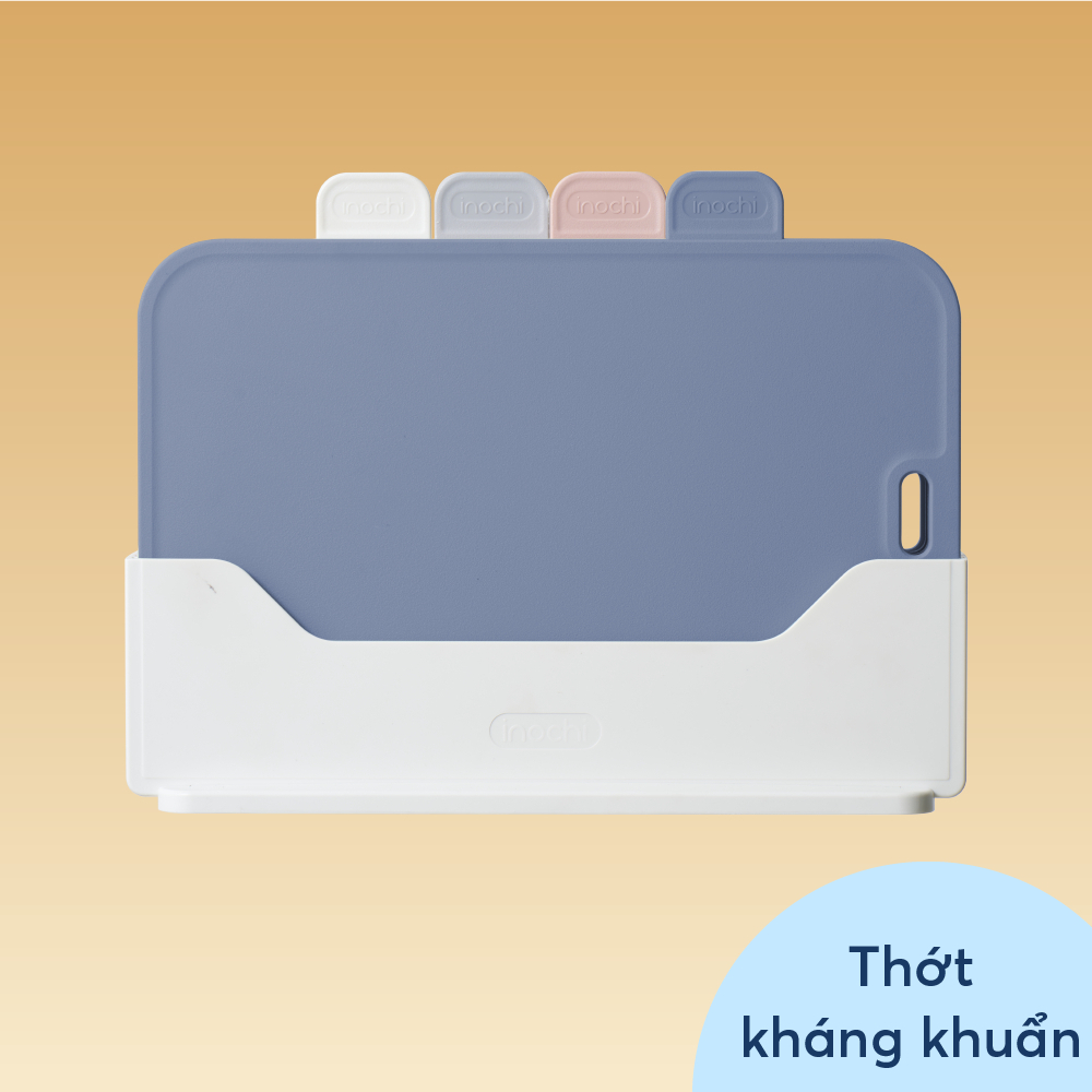 Bộ 4 Thớt nhựa đa năng Yoko inochi chất liệu nhựa PP có ion Bạc Ag+ kháng khuẩn, có hộp bảo quản
