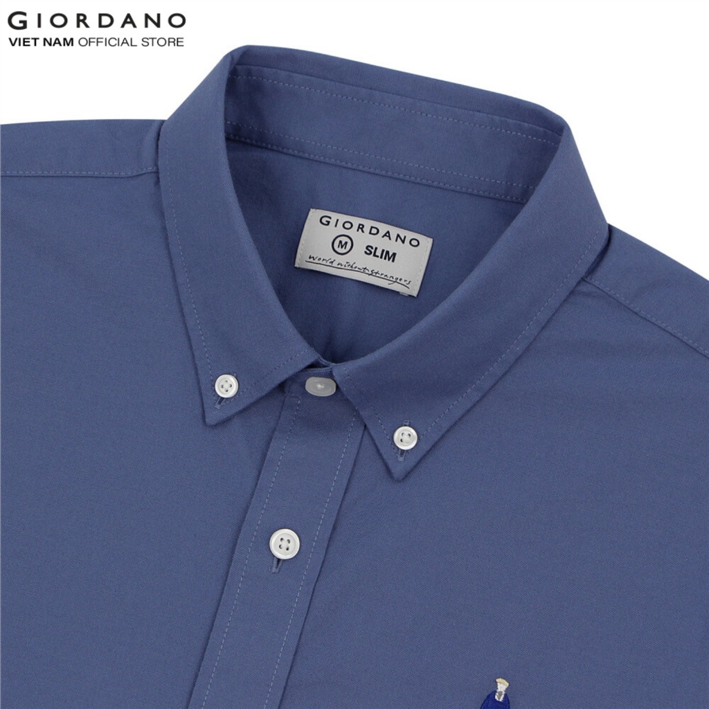 Ảnh GIORDANO Áo Sơ Mi Nam Dài Tay Logo Classics Shirts 01044043 1