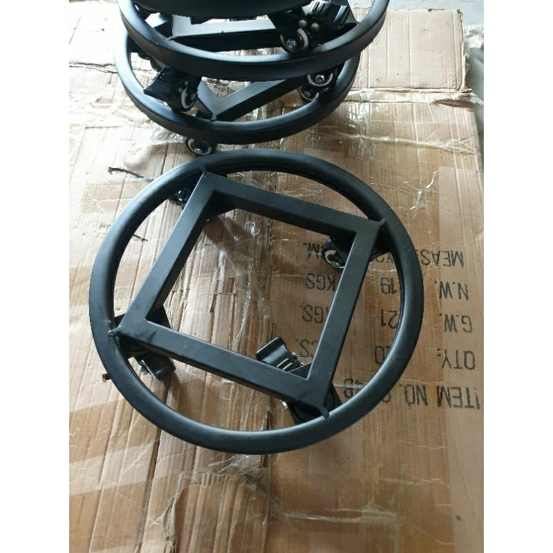 Đế lót chậu cây cảnh bằng sắt hộp có bánh xe, kích thước 30-40cm, tròn và vuông, màu đen và trắng - inbonsai.com