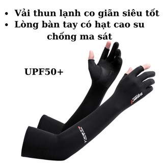 Bao tay chống nắng, găng tay chống nắng nam dài Sport hở ngón chống tia UV UPF50+ vải lụa cao cấp