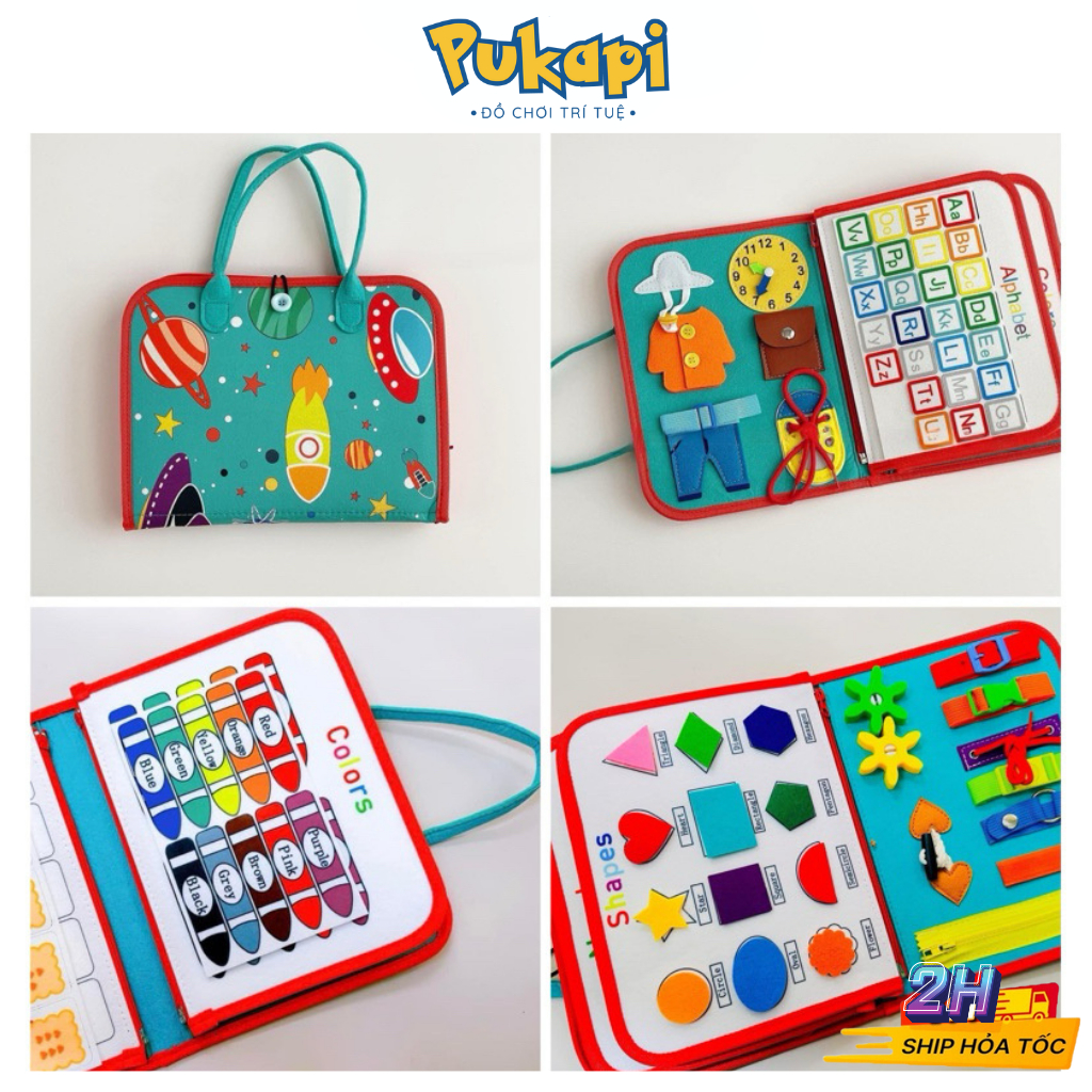 Bảng Bận Rộn Đồ Chơi Montessori Cho Trẻ Đồ Chơi Giác Quan Học Tập Mầm Non Hoạt động Cặp Bận Rộn- Đồ Chơi PUKAPI