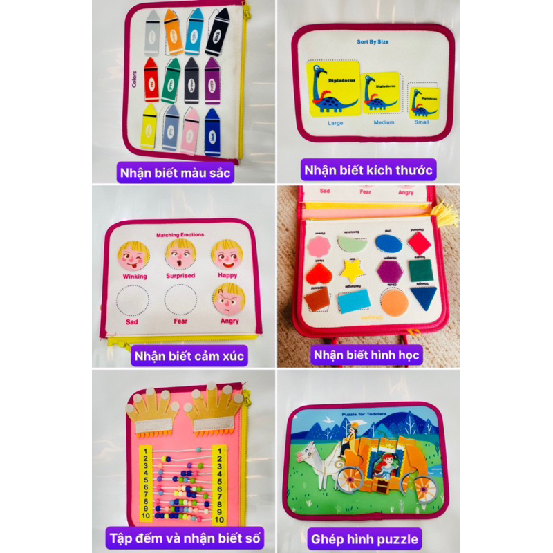 Bảng Bận Rộn Đồ Chơi Montessori Cho Trẻ Đồ Chơi Giác Quan Học Tập Mầm Non Hoạt động Cặp Bận Rộn- Đồ Chơi PUKAPI