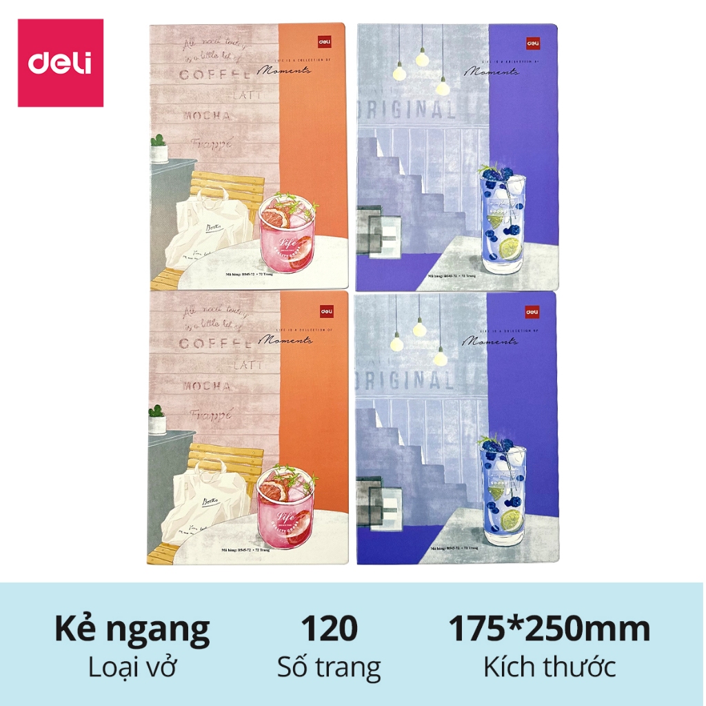 [COMBO 10] Vở Kẻ Ngang Deli Tập Vở Học Sinh 72/120/200tr Cấp 2 3 Đại Học Làm Quà Tặng Đồ Dùng Học Tập