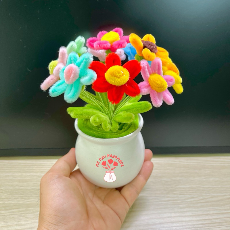 [Thành phẩm] Chậu (Lọ) Hoa Kẽm Nhung mini Thủ công Handmade Làm Quà tặng Decor Trang trí nhà, bàn học, bàn làm việc