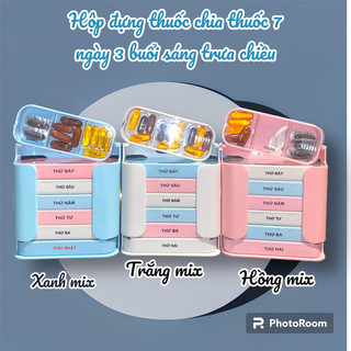 3 buổi MÀUMIX-Hộp đựng thuốc dán tường, hộp chia thuốc 7 ngày, hộp đựng thuốc 3 ngăn sáng trưa chiều