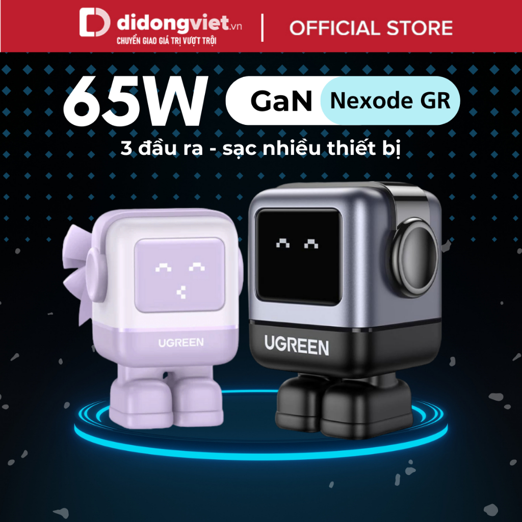 Củ sạc nhanh Ugreen RoboGaN Mini CD359 USB-C 30W / 65W | Tích hợp đèn ...