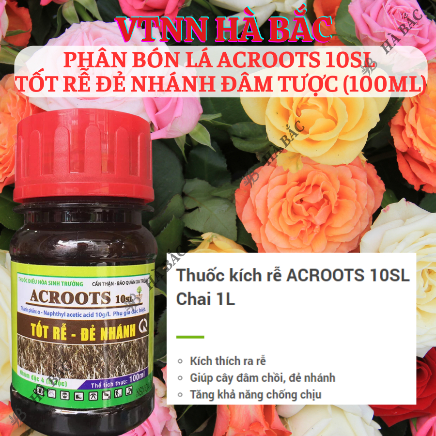 Thuốc kích rễ ACROOTS 10SL Chai 100ML – Phân Bón Lá Siêu Kích Rễ, Đẻ Nhánh