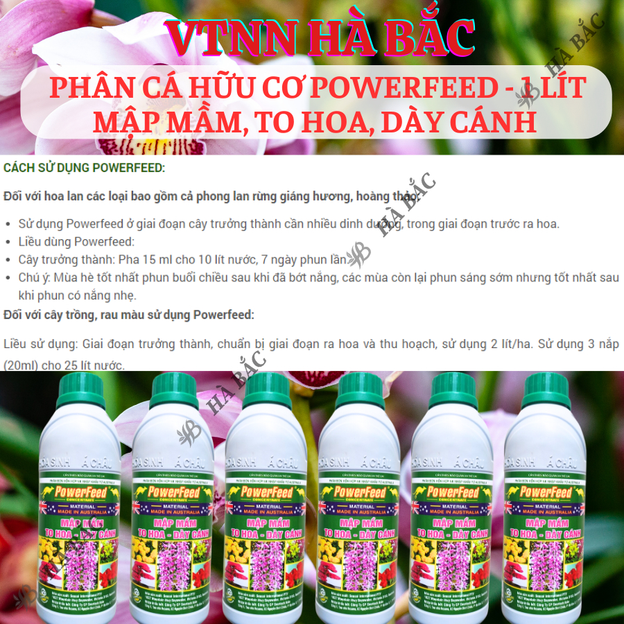 Phân Cá Hữu Cơ Powerfeed - 1 Lít Mập Mầm, To Hoa, Dày Cánh