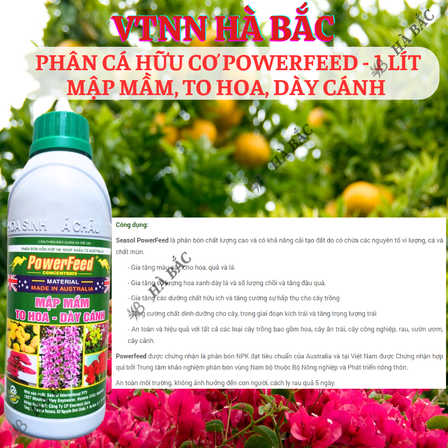 Phân Cá Hữu Cơ Powerfeed - 1 Lít Mập Mầm, To Hoa, Dày Cánh
