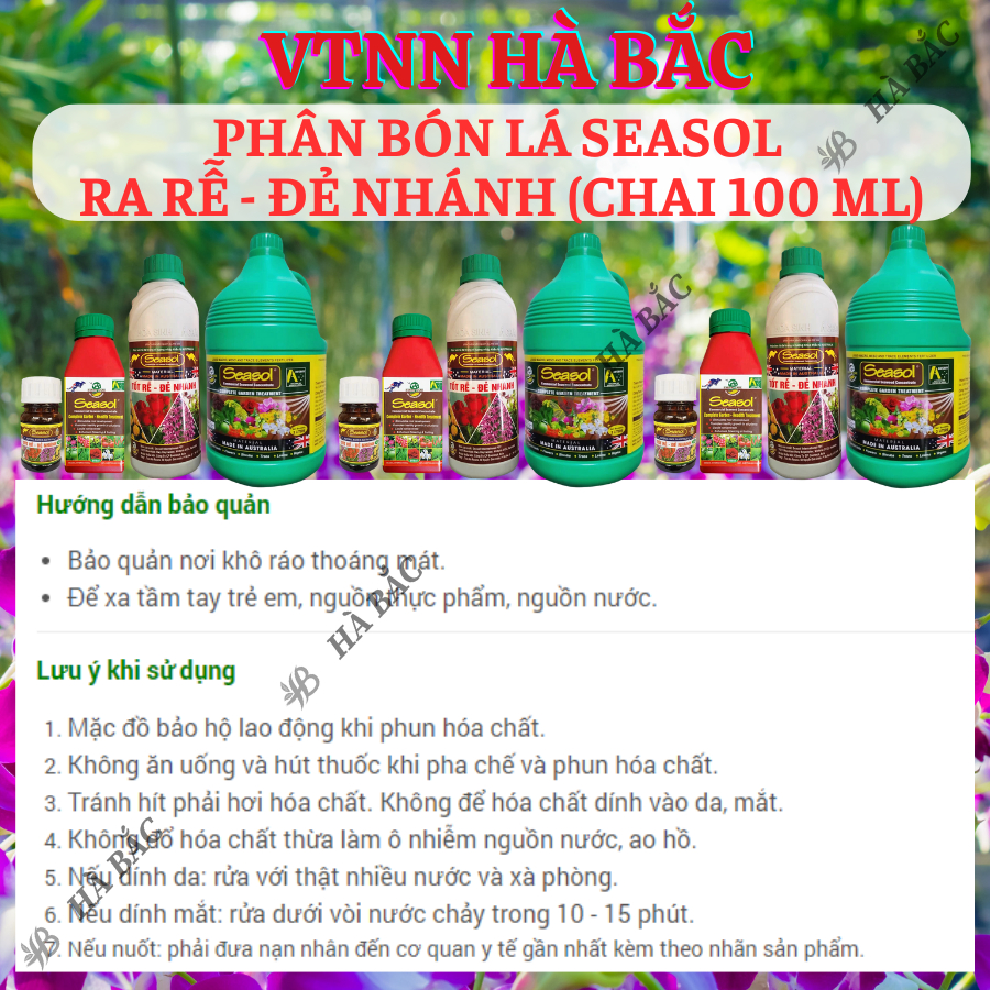 Phân Bón LÁ Seasol  Ra Rễ - Đẻ Nhánh (Chai 100ml) dành cho hoa lan hoa hồng, cây kiểng