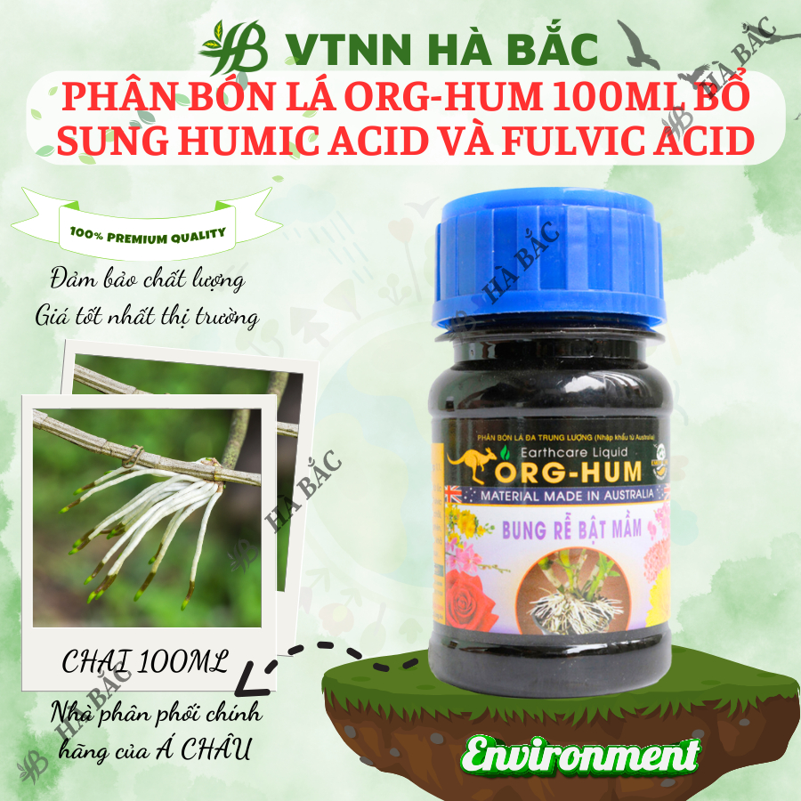 Phân bón lá ORG-HUM 100ML Bổ sung Humic Acid và Fulvic Acid, ra rễ mạnh và phát triển mầm thân