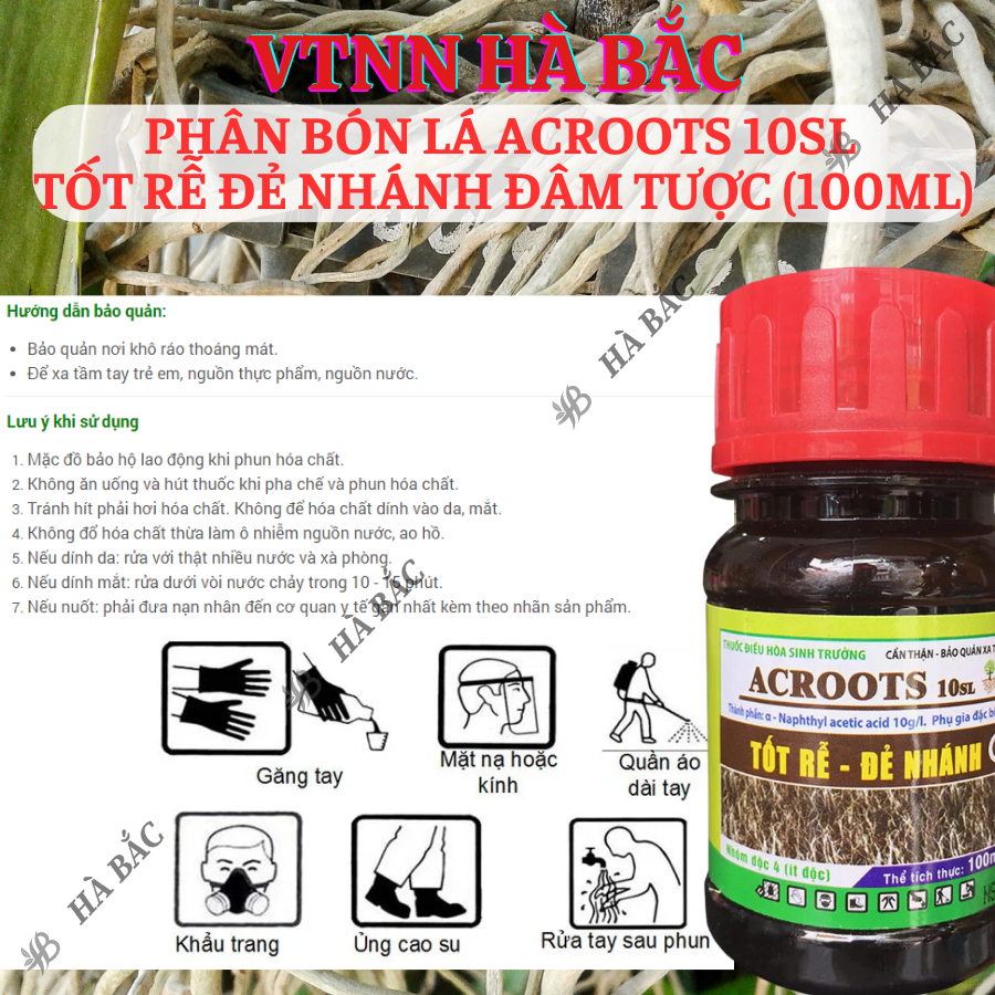Thuốc kích rễ ACROOTS 10SL Chai 100ML – Phân Bón Lá Siêu Kích Rễ, Đẻ Nhánh
