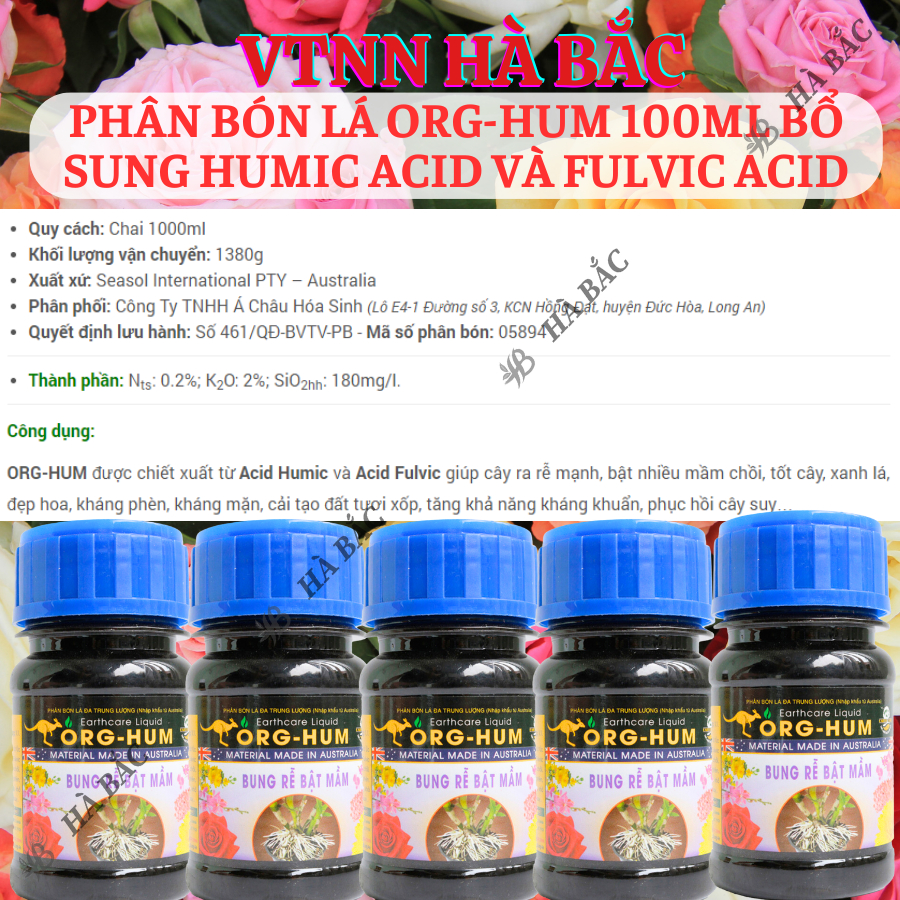 Phân bón lá ORG-HUM 100ML Bổ sung Humic Acid và Fulvic Acid, ra rễ mạnh và phát triển mầm thân
