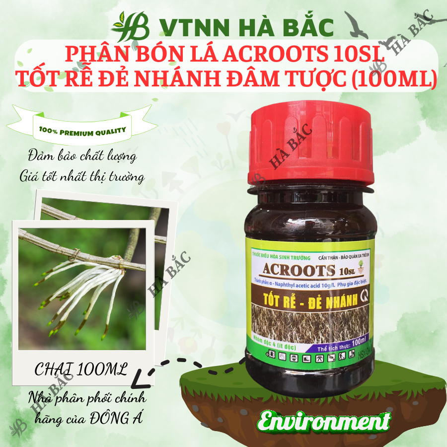 Thuốc kích rễ ACROOTS 10SL Chai 100ML – Phân Bón Lá Siêu Kích Rễ, Đẻ Nhánh