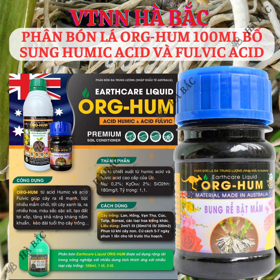 Phân bón lá ORG-HUM 100ML Bổ sung Humic Acid và Fulvic Acid, ra rễ mạnh và phát triển mầm thân