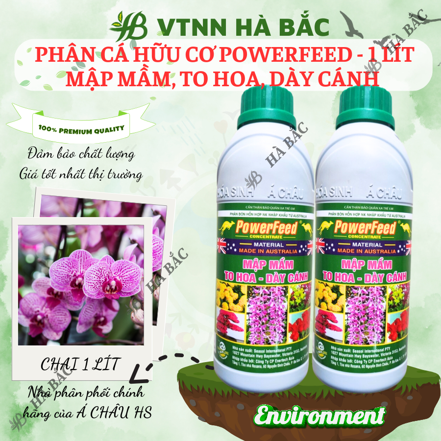 Phân Cá Hữu Cơ Powerfeed - 1 Lít Mập Mầm, To Hoa, Dày Cánh