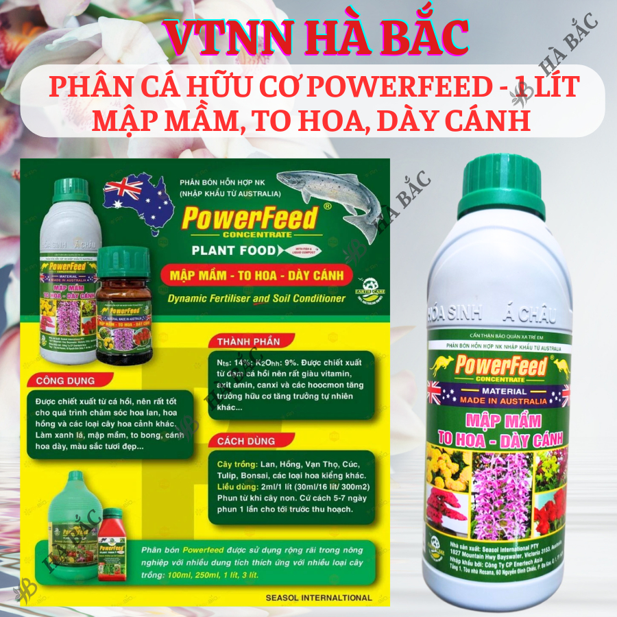 Phân Cá Hữu Cơ Powerfeed - 1 Lít Mập Mầm, To Hoa, Dày Cánh