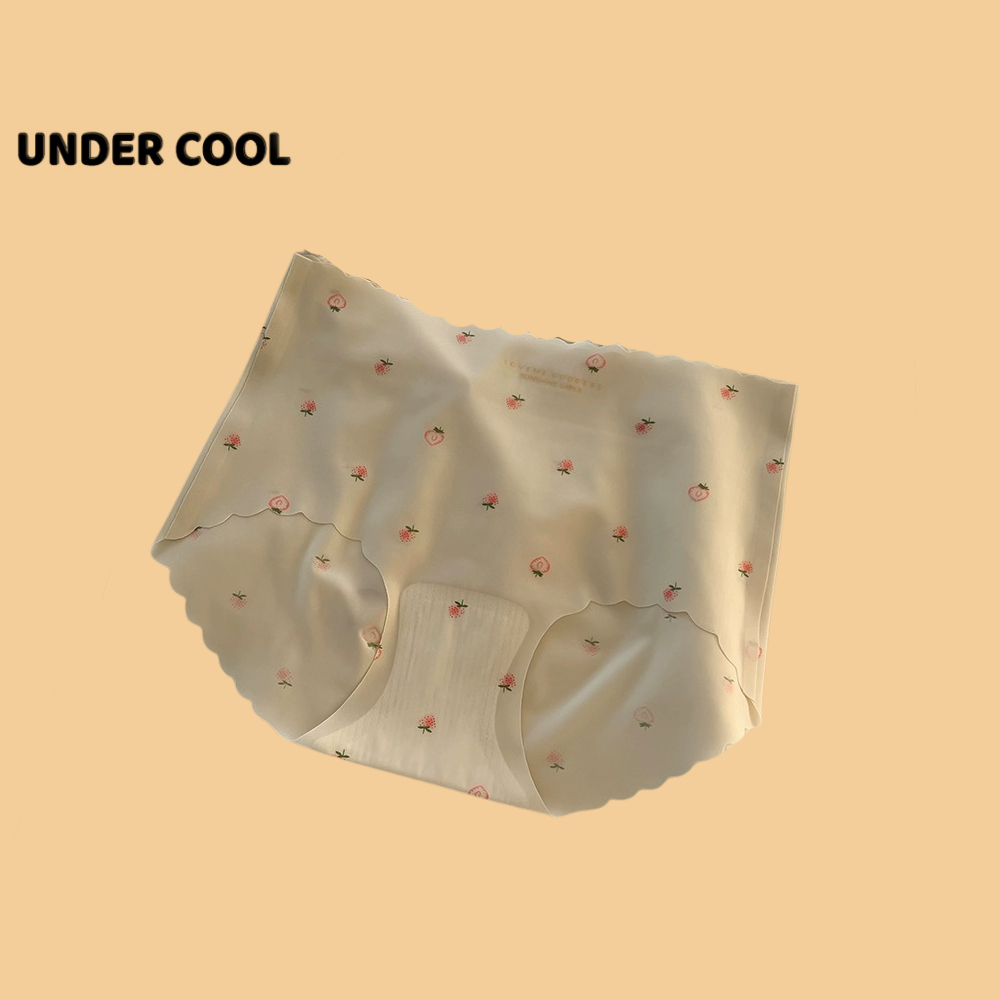 Quần Lót Nữ Đúc Su Cạp Cao UNDERCOOL Hoạ Tiết Quả Dâu Viền Sóng Nhiều Màu Pastel QL17