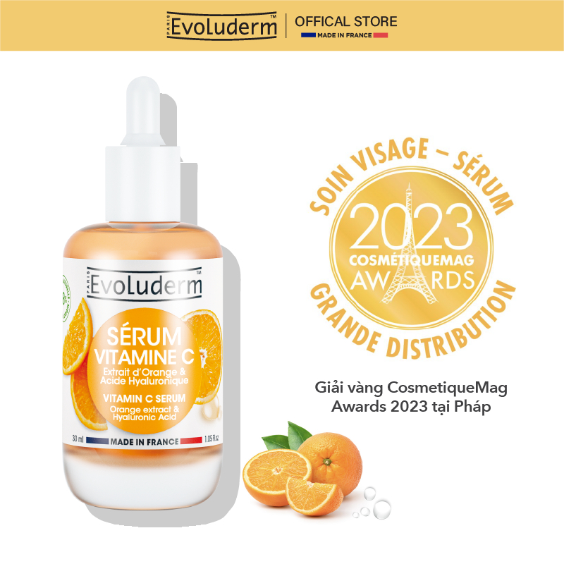 Tinh chất EVOLUDERM VITAMIN C SERUM giúp sáng da mờ thâm, dưỡng da mịn màng tươi sáng 30ml