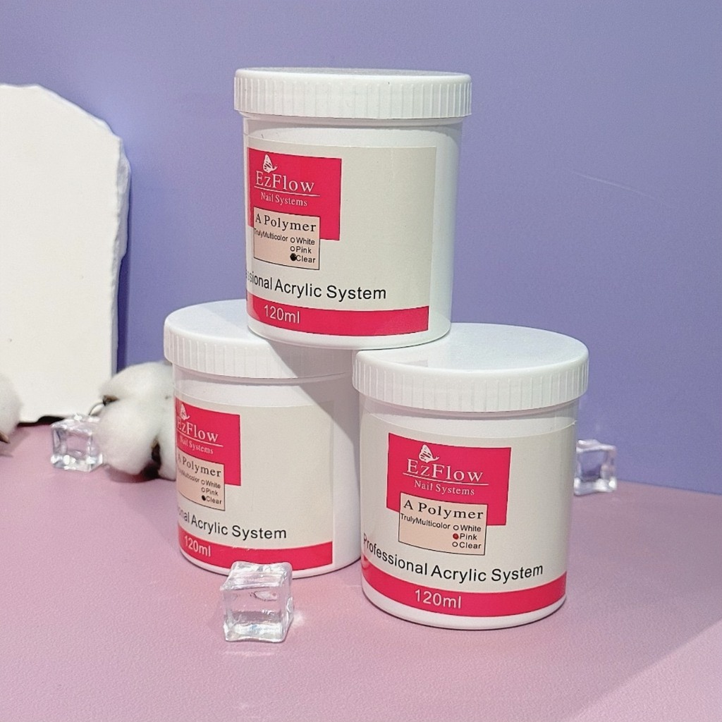 [Ưu Đãi Sản Phẩm Mới] Bột đắp móng Ezflow 120ml chính hãng rất mịn và dẻo, không vón cục - Polymer Nail Powder đủ 3 màu