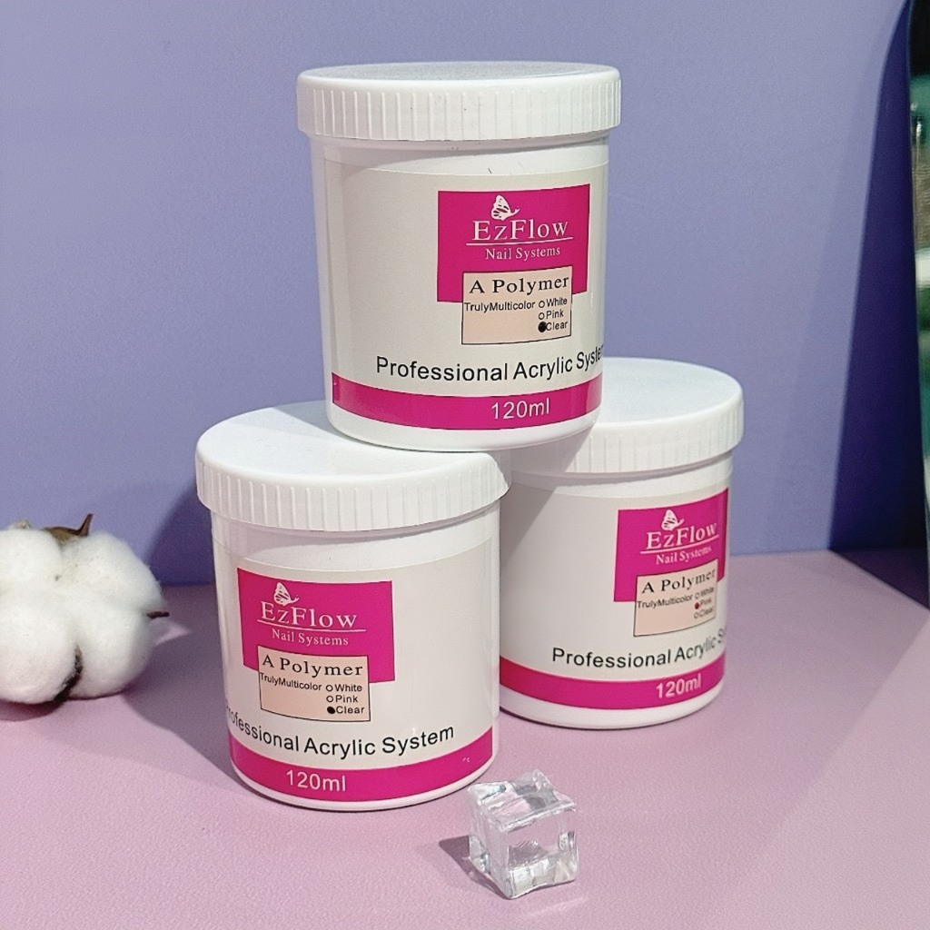 [Ưu Đãi Sản Phẩm Mới] Bột đắp móng Ezflow 120ml chính hãng rất mịn và dẻo, không vón cục - Polymer Nail Powder đủ 3 màu