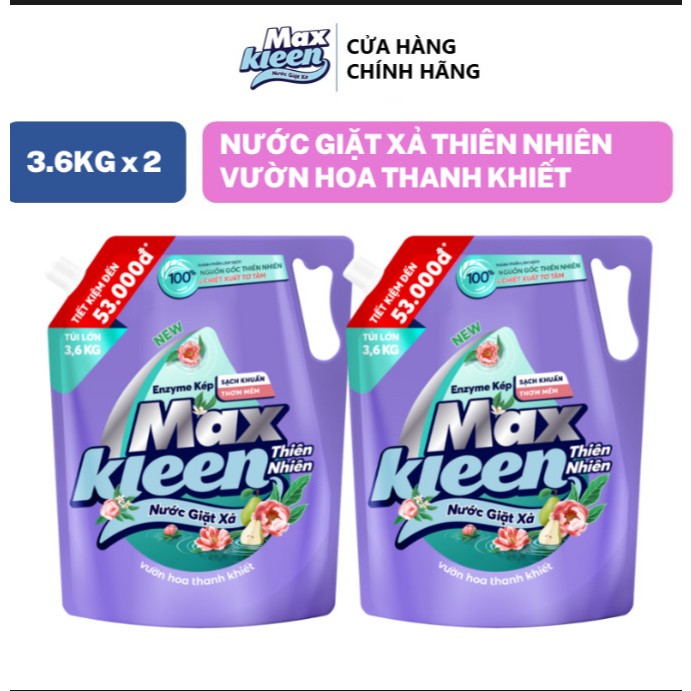 Ảnh Combo 2 Túi Nước Giặt Xả Maxkleen Thiên Nhiên 3.6kg/túi 1