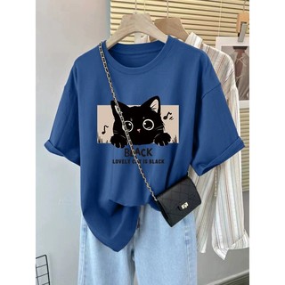 Áo thun phông nữ 3158 form rộng KONOVA chất liệu cotton 250GSM thoáng mát thấm mồ hôi in hình MÈO