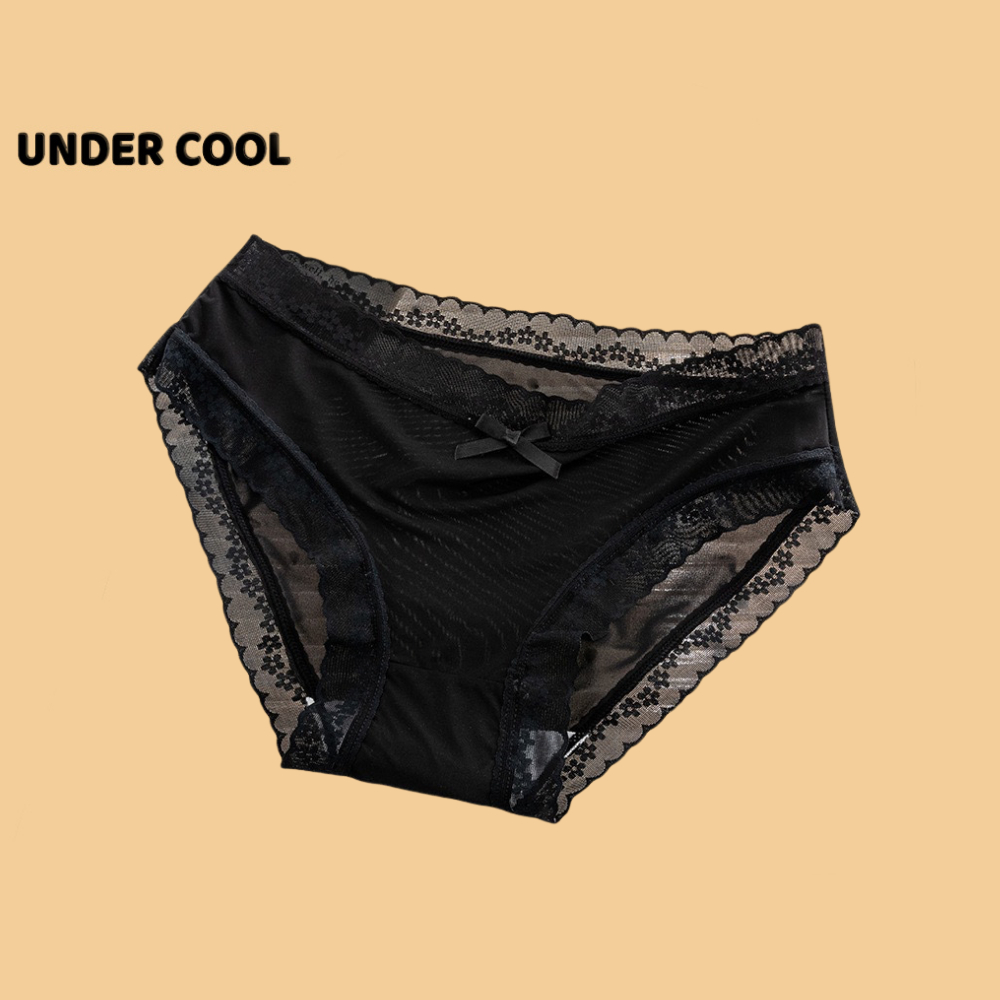 Quần Lót Nữ Ren Mềm UNDERCOOL Viền Ren Hoa Phối Nơ Gợi Cảm Quyến Rũ QL26