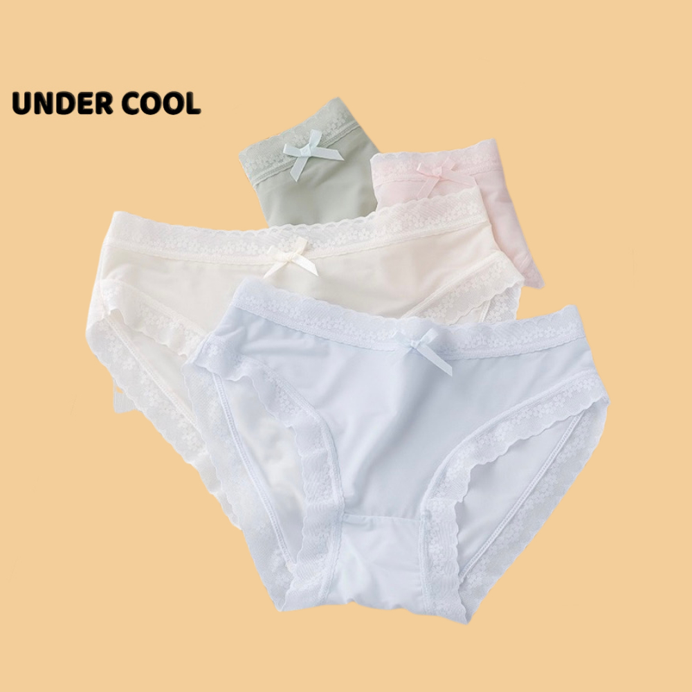 Quần Lót Nữ Ren Mềm UNDERCOOL Viền Ren Hoa Phối Nơ Gợi Cảm Quyến Rũ QL26
