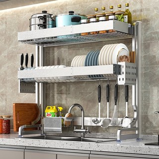 Kệ Chén Bát Thông Minh INOX 1 2 Tầng, Kệ Bát Đĩa Cài Dao Thớt Cắm Đũa Thìa, Kệ Bát Đa Năng MKS003