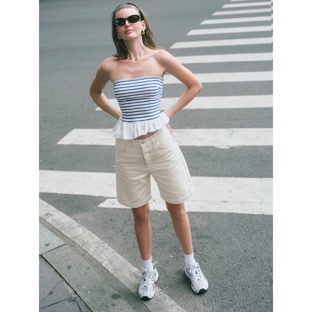 TheBlueTshirt - Quần shorts jeans có nhiều màu cho nữ - Dad Shorts - Women