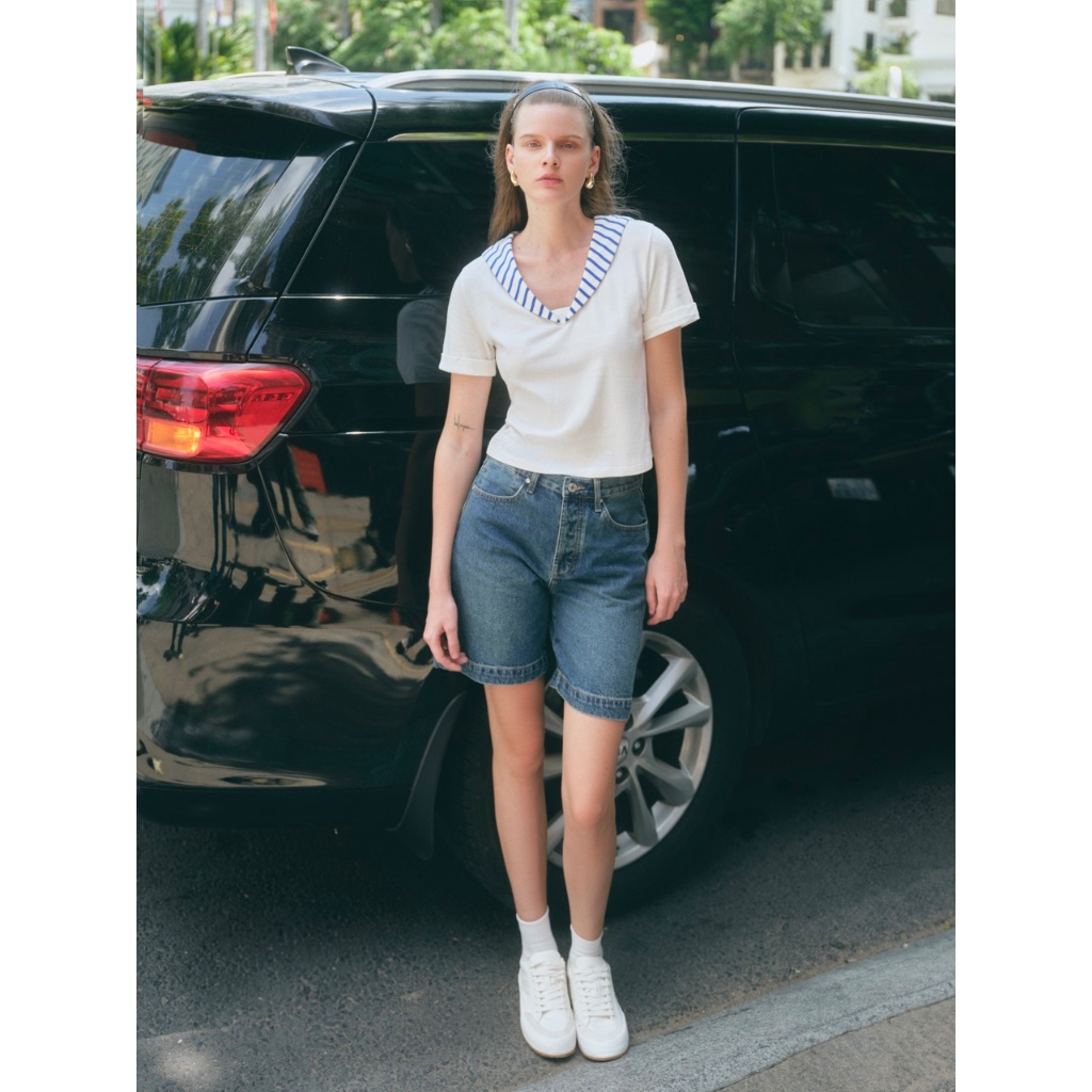 TheBlueTshirt - Quần shorts jeans có nhiều màu cho nữ - Dad Shorts - Women