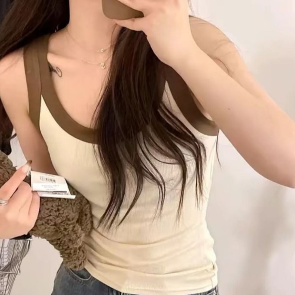 Áo Thun Hai Dây Nữ Bigsize Cổ Vuông Sát Nách Có Viền ESHOP Áo Kiểu Đẹp Dễ Thương Mặc Hè MS068