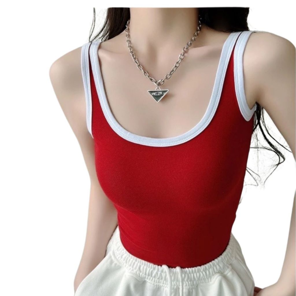 Áo Thun Hai Dây Nữ Bigsize Cổ Vuông Sát Nách Có Viền ESHOP Áo Kiểu Đẹp Dễ Thương Mặc Hè MS068