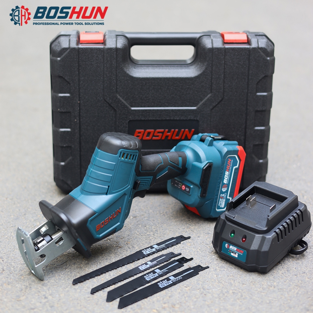 [TẶNG 4 LƯỠI] Máy Cưa Kiếm  Bossun BS-CK25BL. Boshun, Không Chổi Than, Chân Pin Phổ Thông, Chuyên Cưa Gỗ, Cắt, Tỉa Cây