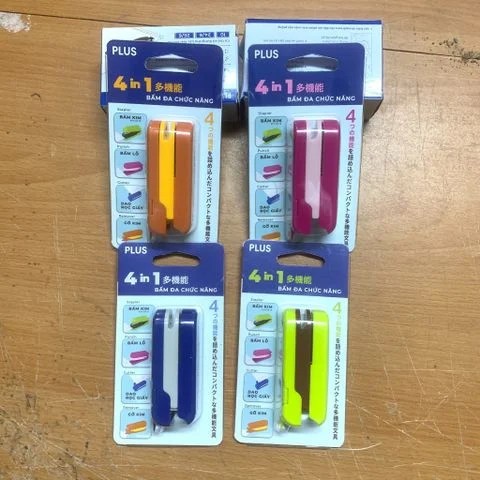 Bấm Đa Chức Năng 4 In 1 Plus - Dập Ghim, Đục Lỗ, Dao Rọc Giấy, Gỡ Ghim ...