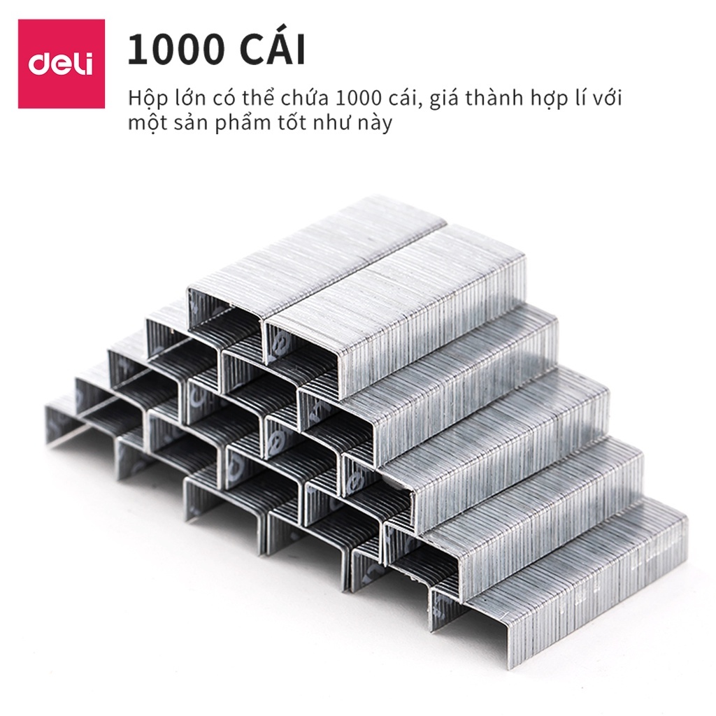 [Combo 5] Ghim Dập Tài Liệu Số 10 12 Deli - Hộp Ghim Bấm 1000 cái