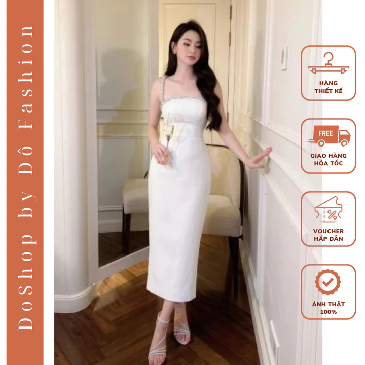 Đầm thiết kế dự tiệc sang chảnh- Đầm body gắn đá thiết kế D1 DOSHOP