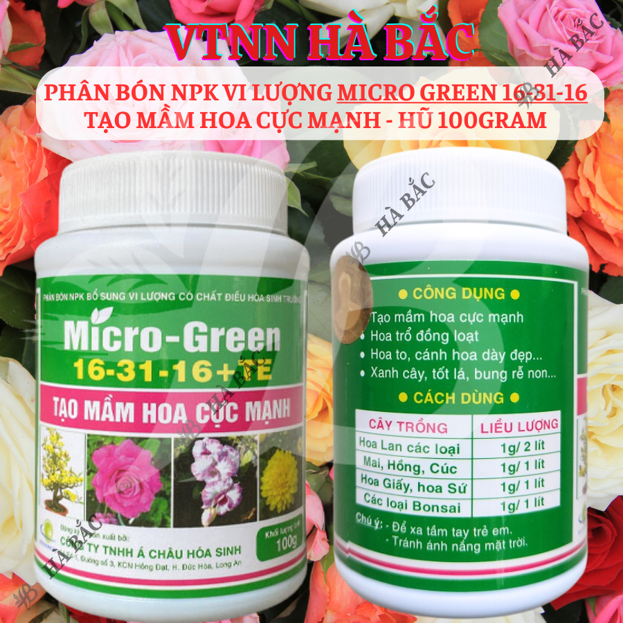 Phân Bón NPK Vi Lượng Micro Green 16-31-16 Tạo Mầm Hoa Cực Mạnh - Hũ 100gram