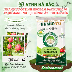Phân Hữu Cơ Sinh Học Đậm Đặc Humic 70 Đầu Bò, Ra Rễ Mạnh, Nở Bụi, Cứng Cây - Túi 1KG Viên