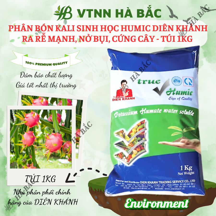 Phân Bón Kali Sinh Học Humic Diên Khánh Ra Rễ Mạnh, Nở Bụi, Cứng Cây - Túi 1KG